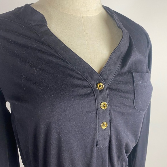 LILLY PULITZER Becket Pima Cotton Long Sleeve Black Dress Womens XSmall - Picture 5 of 10